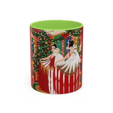 🎄💃 The Christmas Mirror Duet Colorful Mug – Art Deco Holiday Elegance