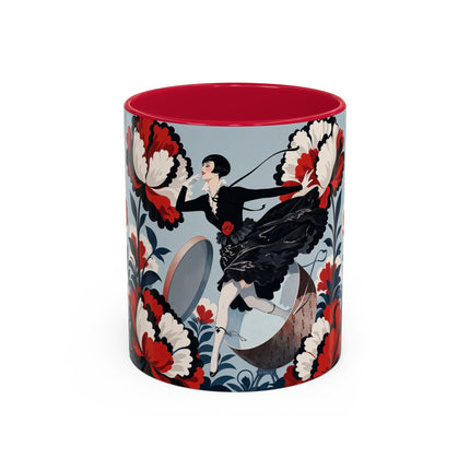 ❤️🌺 The Scarlet Blossom Dancer Colorful Mug – Art Deco Fashion Whimsy