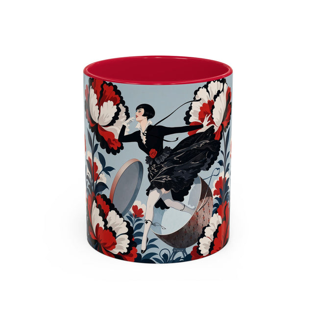 ❤️🌺 The Scarlet Blossom Dancer Colorful Mug – Art Deco Fashion Whimsy