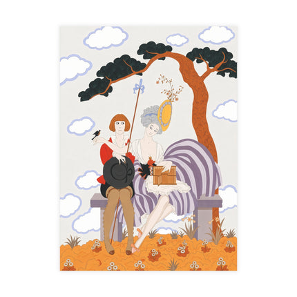 🐦🌸 The Bird Is Quickly Tamed Postcards With Envelopes – George Barbier Art Deco Garden Whimsy