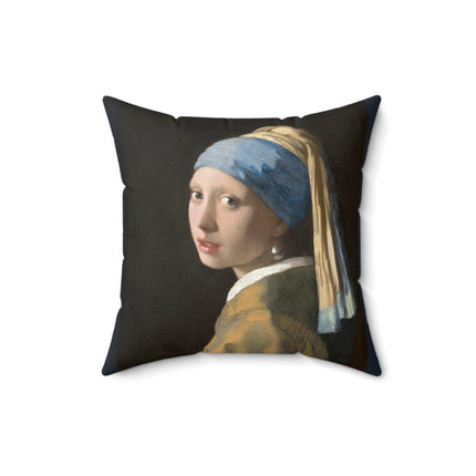 Girl with a Pearl Earring by Johannes Vermeer Spun Polyester Square Pillow