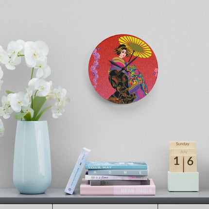 Enchanting Geisha Acrylic Wall Clock