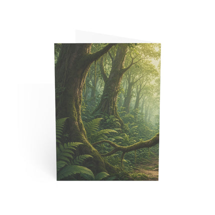 🦜🏹 The African Grey Forest Archer Greeting Card – Whimsical Animal Adventure