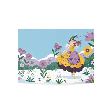 🌼❄️ The Lady Of The Snowdrop Garden Greeting Card – Art Deco Holiday Fantasy
