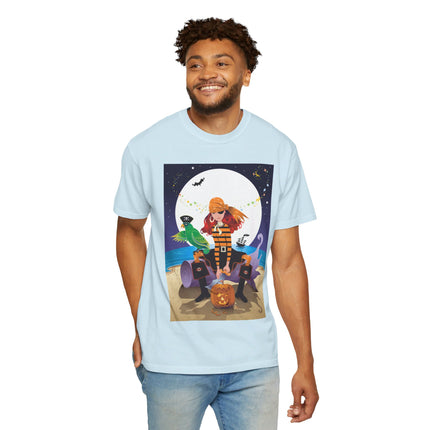 Moonlit Pirate Halloween Unisex Garment-Dyed T-shirt