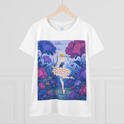 🌸🩰 The Enchanted Garden Ballet Cotton Tee – Art Deco Floral Whimsy