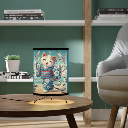 Geisha Kitten by the Seaside Tripod Lamp