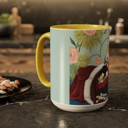 The Lady Of The Scarlet Chaise Colorful Mugs – Art Deco Romantic Elegance