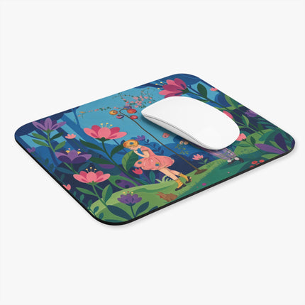 🌸🐇 The Curious Garden Companions Mouse Pad – Art Deco Floral Whimsy
