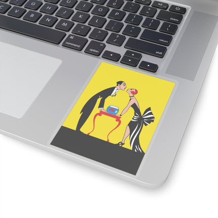 A Moment of Elegance: A Passionate Embrace Amidst Golden Splendor Kiss-Cut Stickers (4 Stickers)