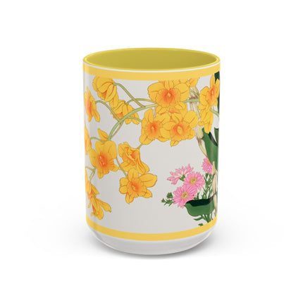Golden Bow Orchid by Tanigami Kônan Colorful Mugs (11oz, 15oz)