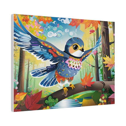 Baby Hawk Plays in Forest Matte Canvas, Stretched, 0.75"