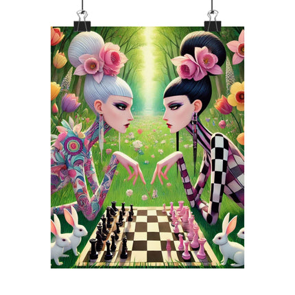 ♟️🌸 Spring Gambit: A Fairy’s Move Matte Vertical Poster – Whimsical Chess & Spring Magic