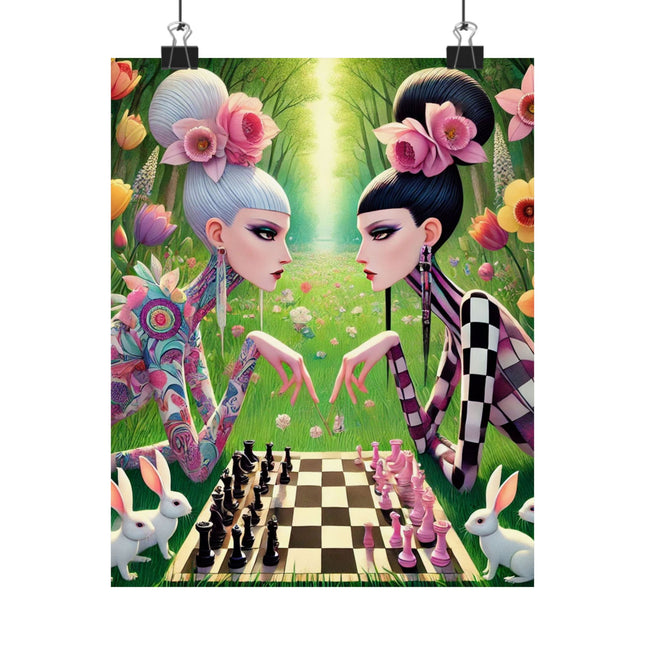 ♟️🌸 Spring Gambit: A Fairy’s Move Matte Vertical Poster – Whimsical Chess & Spring Magic