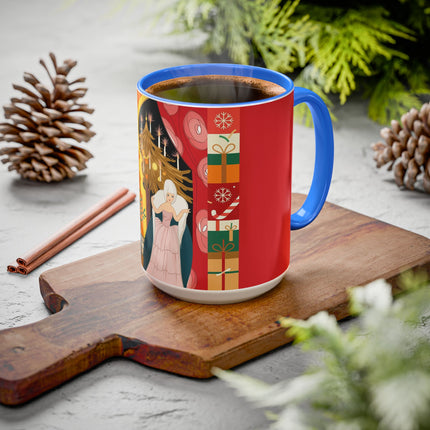 ❤️ The Lady Of The Candlelit Christmas Alcove Colorful Mug – Art Deco Holiday Elegance