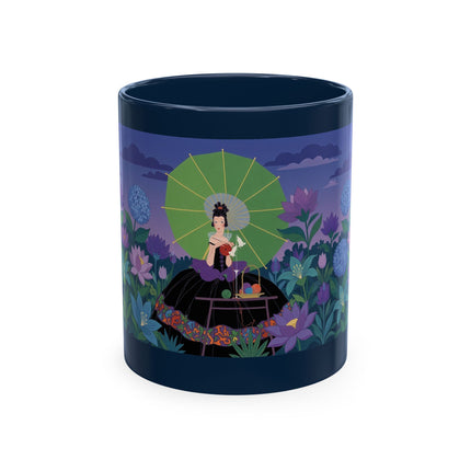 🧶☂️ The Lady Of The Garden Knitting Circle Ceramic Mug – Art Deco Floral Whimsy