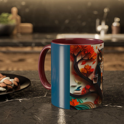 Owl at an Autumn Park Colorful Mugs (11oz, 15oz)