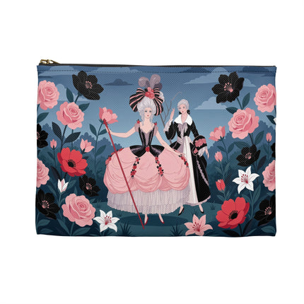 🌹🎭 The Rose Masquerade Promenade Accessory Pouch – Art Deco Floral Elegance