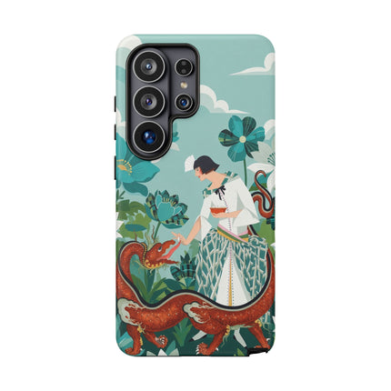 🐉🌿 The Dragon Keeper Phone Case – Art Deco Floral Fantasy