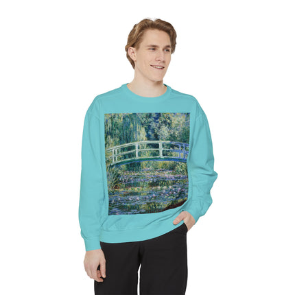 Water Lilies and Japanese Bridge by Claude Monet Unisex Garment-Dyed Sweatshirt