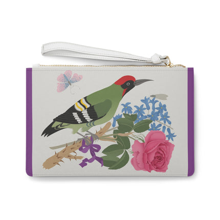 Woodpecker & Rose Clutch Bag – Charming Beauty & Refined Simplicity