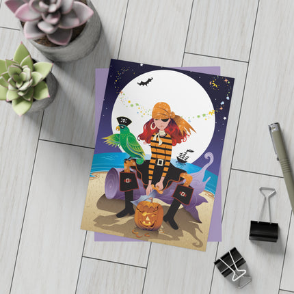 Moonlit Pirate Halloween Postcards (envelopes included) - Bundles of 10, 30, 50 Pieces