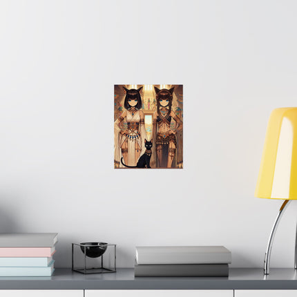 🐱🏛️ Egyptian Priestess Cats Matte Vertical Poster – Temple Guardians & Ancient Grace