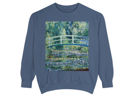 Water Lilies and Japanese Bridge by Claude Monet Unisex Garment-Dyed Sweatshirt