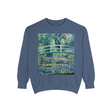 Water Lilies and Japanese Bridge by Claude Monet Unisex Garment-Dyed Sweatshirt