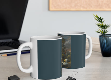 Still Life With Birds Beside An Ornate Fountain by Nicola Casissa Ceramic Mug 11oz