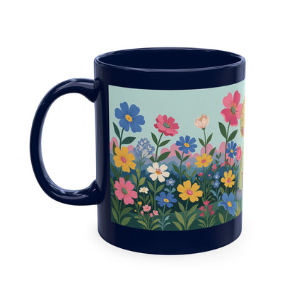 🌼🪭 The Lady Of The Grand Flower Garden Ceramic Mug – Art Deco Garden Whimsy