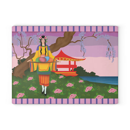Elegance and Blooms Glass Cutting Board