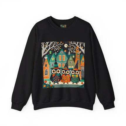 Night of the Trick-or-Treating Owlets Unisex Heavy Blend™ Crewneck Sweatshirt