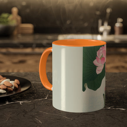 Blooming Lotus Flowers by Ohara Koson Colorful Mugs, 11oz