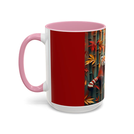 Red Panda at an Autumn Bamboo Grove Colorful Mugs (11oz, 15oz)