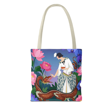 🐉🌸 The Dragon Keeper Tote Bag – Art Deco Floral Fantasy