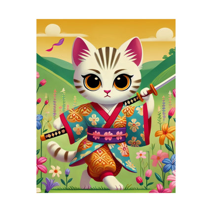 ⚔️🐱 Samurai Kitten Matte Vertical Poster – Courage, Honor & Whimsical Adventure