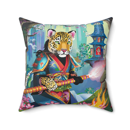 Cyberpunk Leopard Spun Polyester Square Pillow