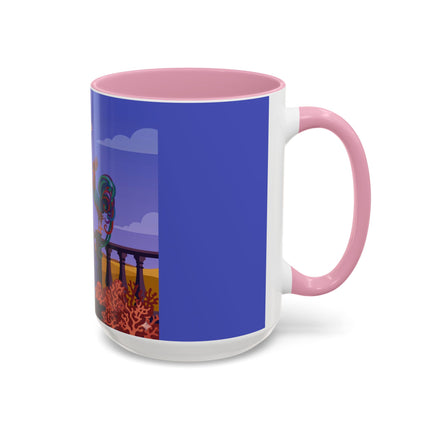 The Dawn Serenade Colorful Mug (11oz, 15oz) – Rooster Beauty, Morning Charm & Art Deco Elegance