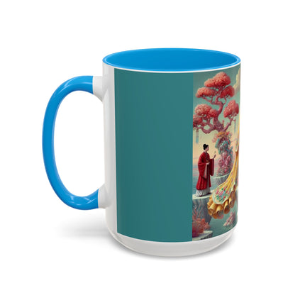 Cherry Blossom Courtesans & Crimson Crab Colorful Mug – Imperial Elegance & Playful Charm
