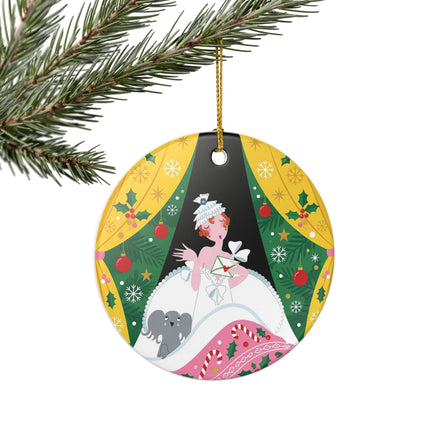 💌🎄 The Christmas Letter Of Holly House Ceramic Ornament – Whimsical Art Deco Holiday Charm