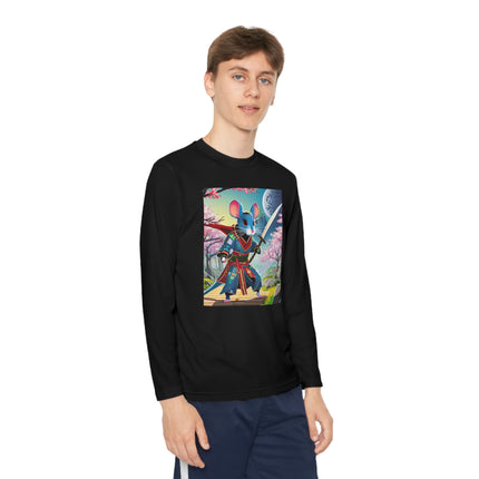 Cyber Samurai Rat Youth Long Sleeve Competitor Tee – Neon Warriors & Futuristic Adventure