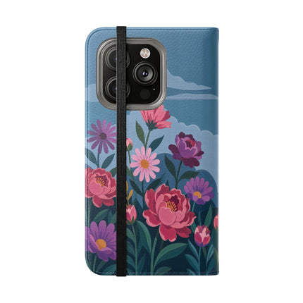 🌸☁️ The Lady Among The Giant Flowers Flip Case – Art Deco Floral Fantasy