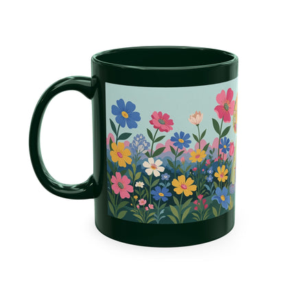 🌼🪭 The Lady Of The Grand Flower Garden Ceramic Mug – Art Deco Garden Whimsy