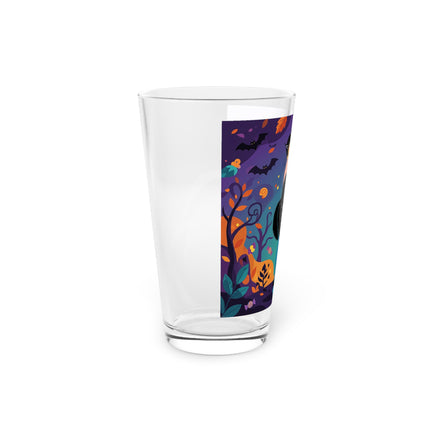 🐈‍⬛🎃 The Midnight Black Cat Masquerade Glass, 16oz – Whimsical Halloween Elegance