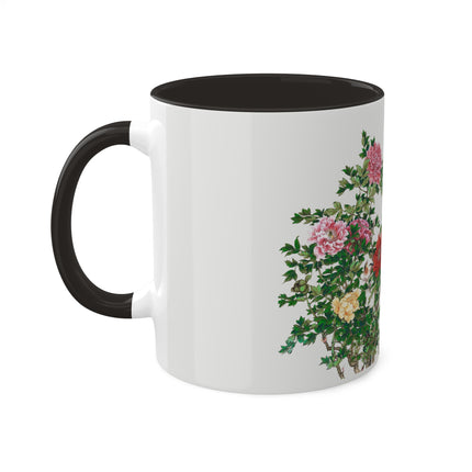 Peonies and Birds by Okamoto Shuki Colorful Mugs, 11oz