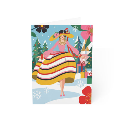 🌸🎁 The Lady Of The Christmas Flower Garden Greeting Card – Art Deco Holiday Fantasy