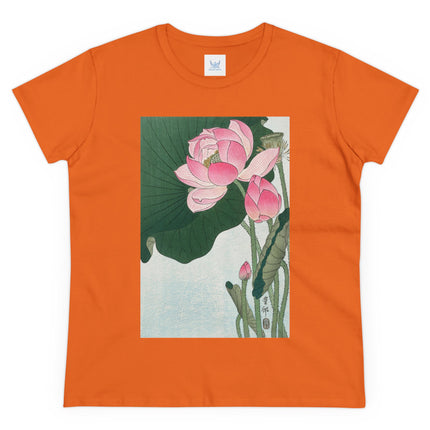 Blooming Lotus Flowers by Ohara Koson Women's Midweight Cotton Tee