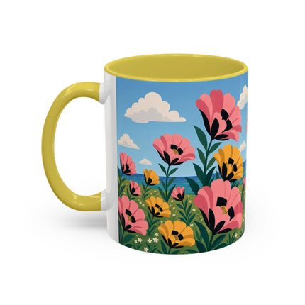 🌸⛵ The Seaside Blossom Promenade Colorful Mug – Art Deco Coastal Elegance