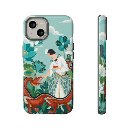🐉🌿 The Dragon Keeper Phone Case – Art Deco Floral Fantasy